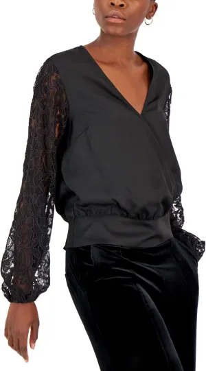 International Concepts Womens Lace Sleeve Blouse