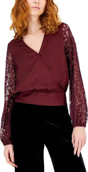 International Concepts Womens Lace Sleeve Blouse