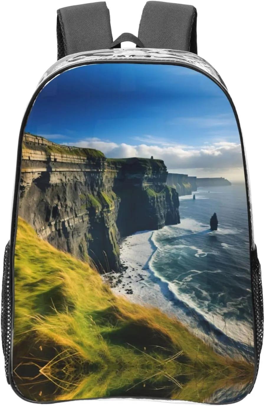 Ireland Outdoors County Clare The Cliffs Print Large Clear PVC Backpack Men Women Suitable Bag Stadium Event Outdoor Sport Travel
