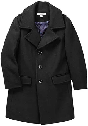 Isaac Mizrahi Boy’s Single Breasted Wool Overcoat with Epaulets - Colors