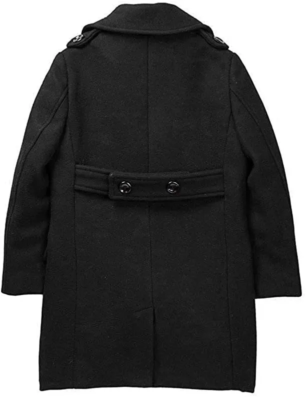 Isaac Mizrahi Boy’s Single Breasted Wool Overcoat with Epaulets - Colors