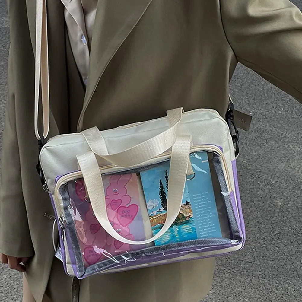 Ita Bag Clear Satchel Backpack, PVC Transparent Messenger Bag, JK Uniform Shoulder Bag With Insert For Pins Display
