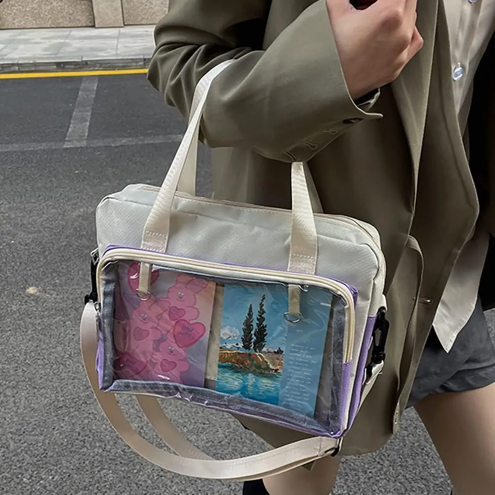Ita Bag Clear Satchel Backpack, PVC Transparent Messenger Bag, JK Uniform Shoulder Bag With Insert For Pins Display