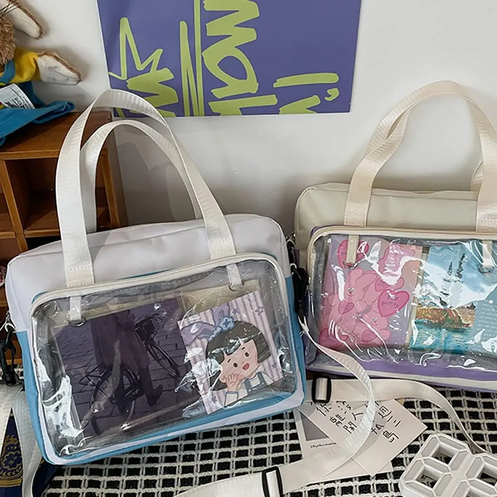 Ita Bag Clear Satchel Backpack, PVC Transparent Messenger Bag, JK Uniform Shoulder Bag With Insert For Pins Display