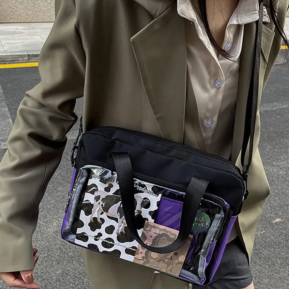 Ita Bag Clear Satchel Backpack, PVC Transparent Messenger Bag, JK Uniform Shoulder Bag With Insert For Pins Display