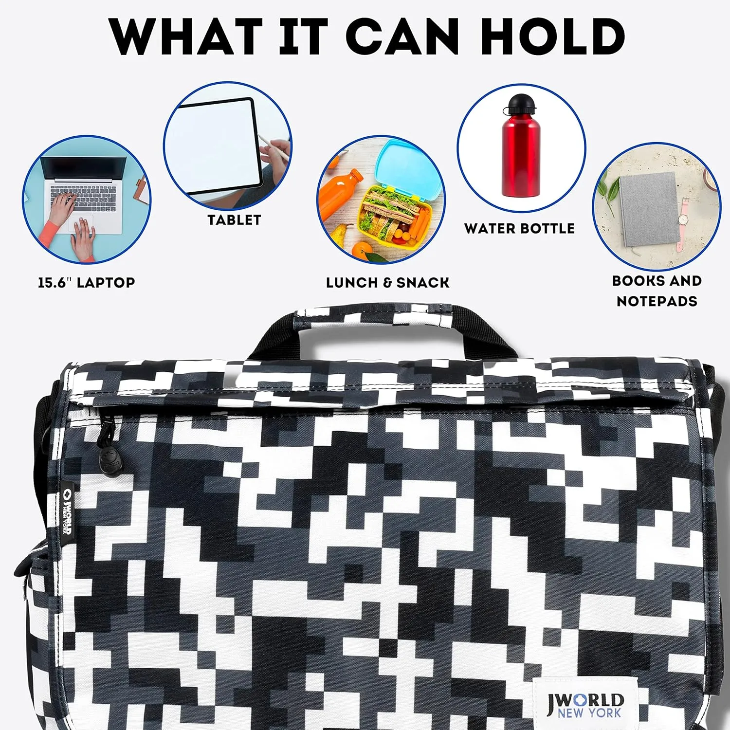J World New York Thomas Laptop Messenger Bag for Women & Men. Kids Computer Bookbag