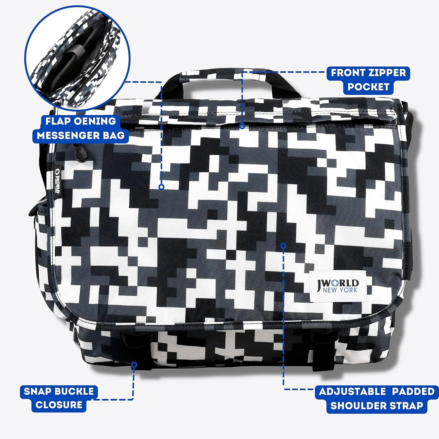 J World New York Thomas Laptop Messenger Bag for Women & Men. Kids Computer Bookbag