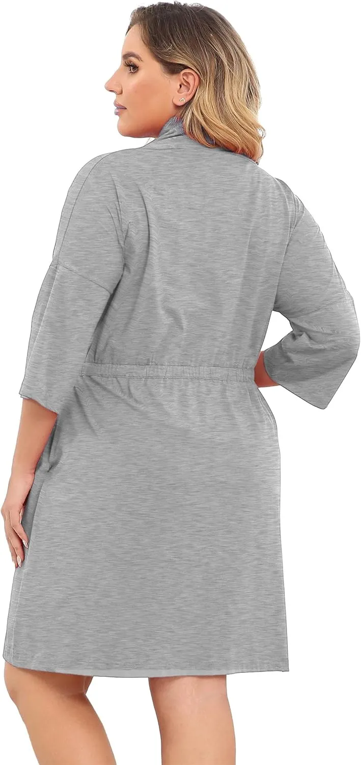 JANE'S CUTIE Post Surgery Mastectomy Robe Women with 4 Internal Drain Pockets 3/4 Sleeves Night Gowns Pajama Dress Shirts