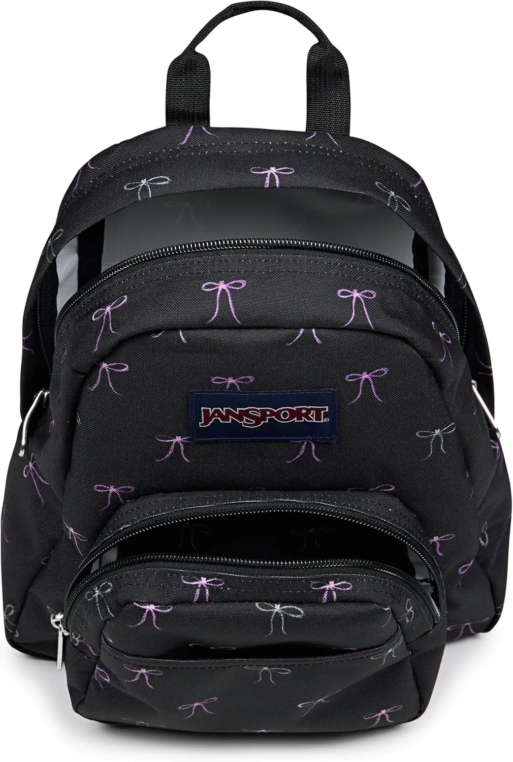 JanSport Half Pint Mini Backpack, 10.2 L - Durable Mini Bag Purse with Adjustable Shoulder Straps, Single Main Compartment, Zippered Stash Pocket, Bad Bows