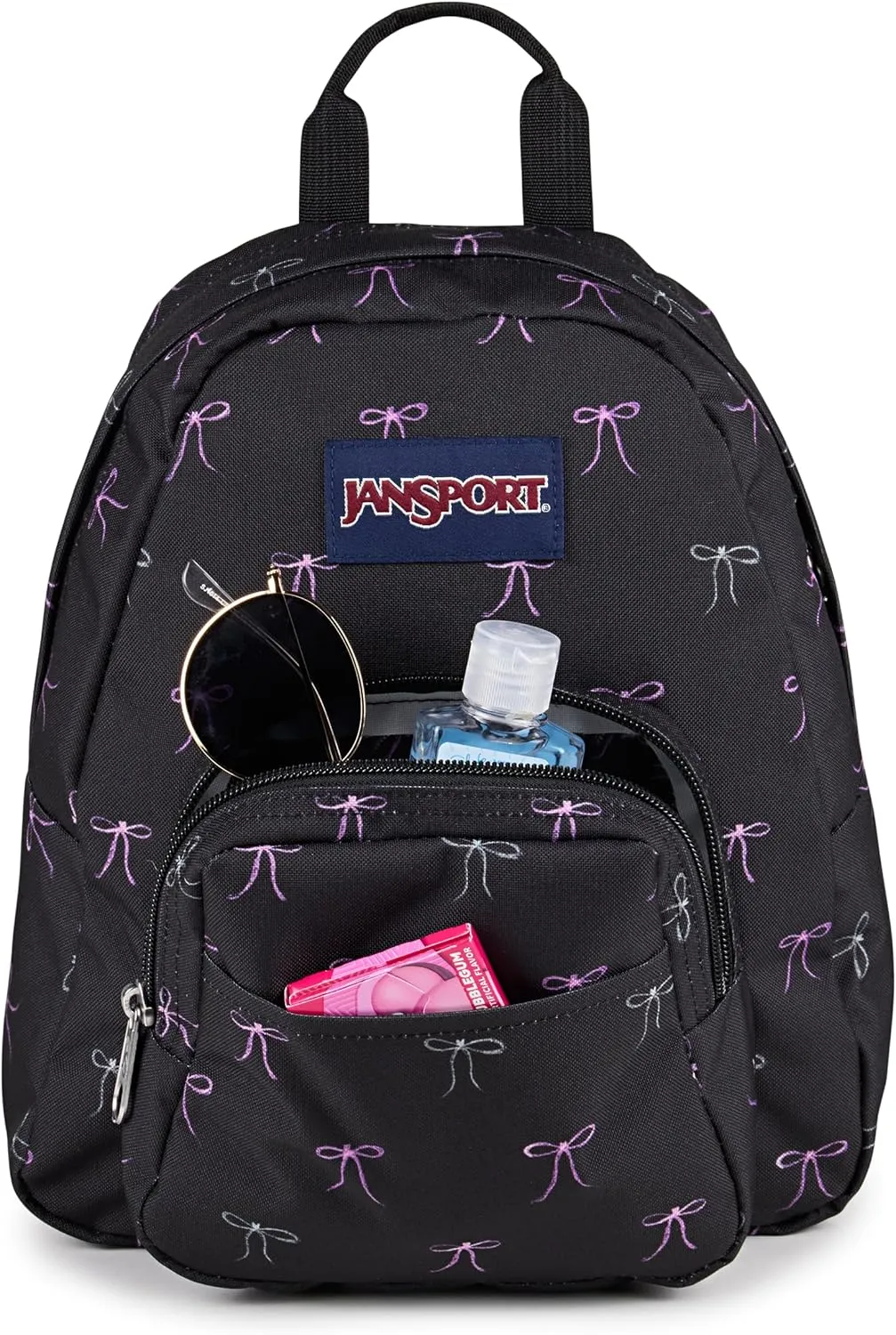 JanSport Half Pint Mini Backpack, 10.2 L - Durable Mini Bag Purse with Adjustable Shoulder Straps, Single Main Compartment, Zippered Stash Pocket, Bad Bows