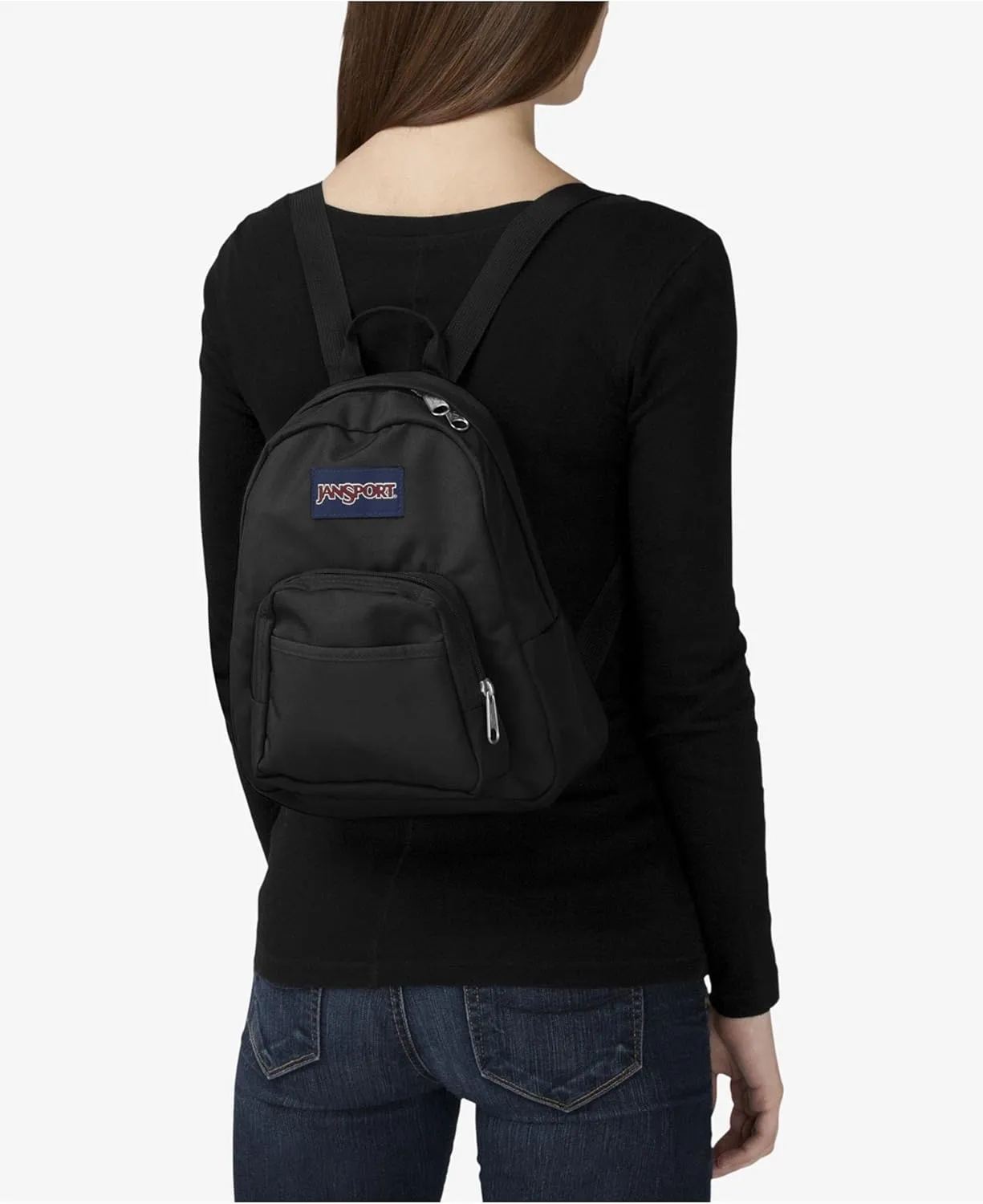 JanSport Half Pint Mini Backpack, 10.2 L - Durable Mini Bag Purse with Adjustable Shoulder Straps, Single Main Compartment, Zippered Stash Pocket, Black
