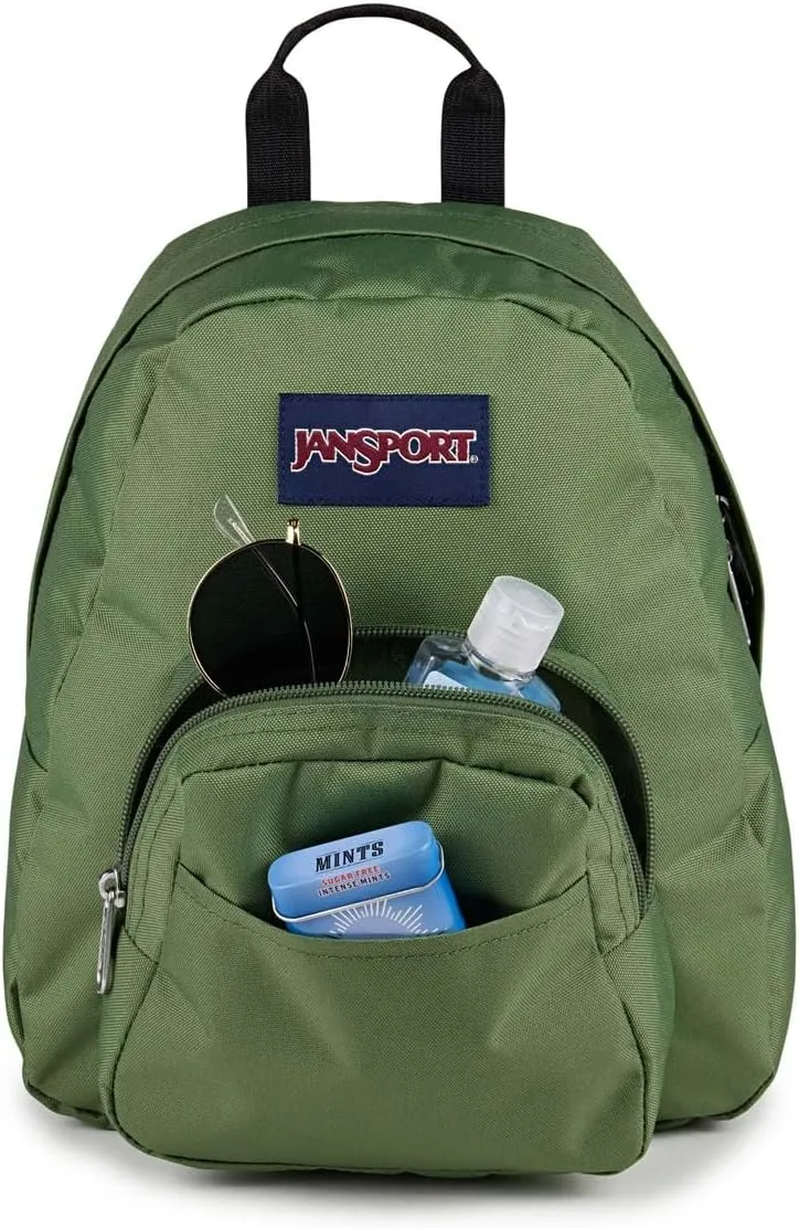 JanSport Half Pint Mini Backpack, 10.2 L - Durable Mini Bag Purse with Adjustable Shoulder Straps, Single Main Compartment, Zippered Stash Pocket, Cargo Green