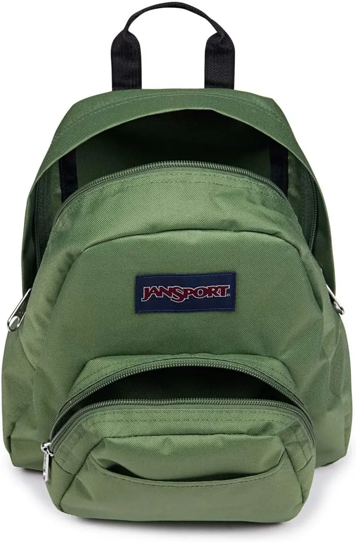JanSport Half Pint Mini Backpack, 10.2 L - Durable Mini Bag Purse with Adjustable Shoulder Straps, Single Main Compartment, Zippered Stash Pocket, Cargo Green