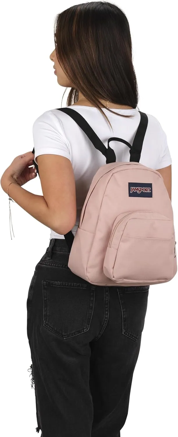 JanSport Half Pint Mini Backpack, 10.2 L - Durable Mini Bag Purse with Adjustable Shoulder Straps, Single Main Compartment, Zippered Stash Pocket, Misty Rose