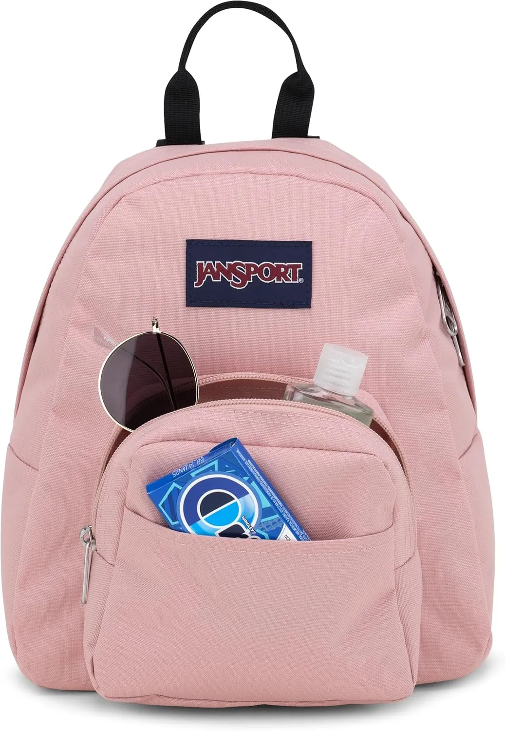 JanSport Half Pint Mini Backpack, 10.2 L - Durable Mini Bag Purse with Adjustable Shoulder Straps, Single Main Compartment, Zippered Stash Pocket, Misty Rose
