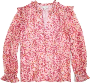 J.Crew Mercantile Women's Long Sleeve Ruffle-Collar V-Neck Top