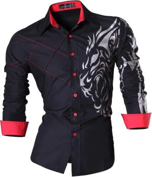 jeansian Men's Slim Fit Long Sleeves Casual Button Down Dress Shirts 8397