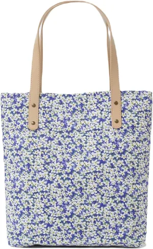 Jeelow Floral Cotton Canvas Tote Handbag with Vegan Leather Handles for Women - Lightweight Shoulder Bag Purse Snap Closure