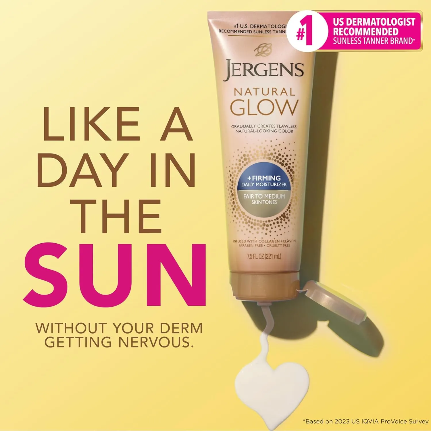 Jergens Natural Glow  Firming Self Tanner Body Lotion, Fair to Medium Skin Tone, Sunless Tanning Moisturizer with Collagen and Elastin. Helps to Visibly Reduce Cellulite, 7.5 Fl Oz (Pack of 2)