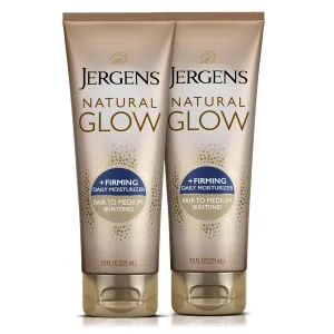 Jergens Natural Glow  Firming Self Tanner Body Lotion, Fair to Medium Skin Tone, Sunless Tanning Moisturizer with Collagen and Elastin. Helps to Visibly Reduce Cellulite, 7.5 Fl Oz (Pack of 2)