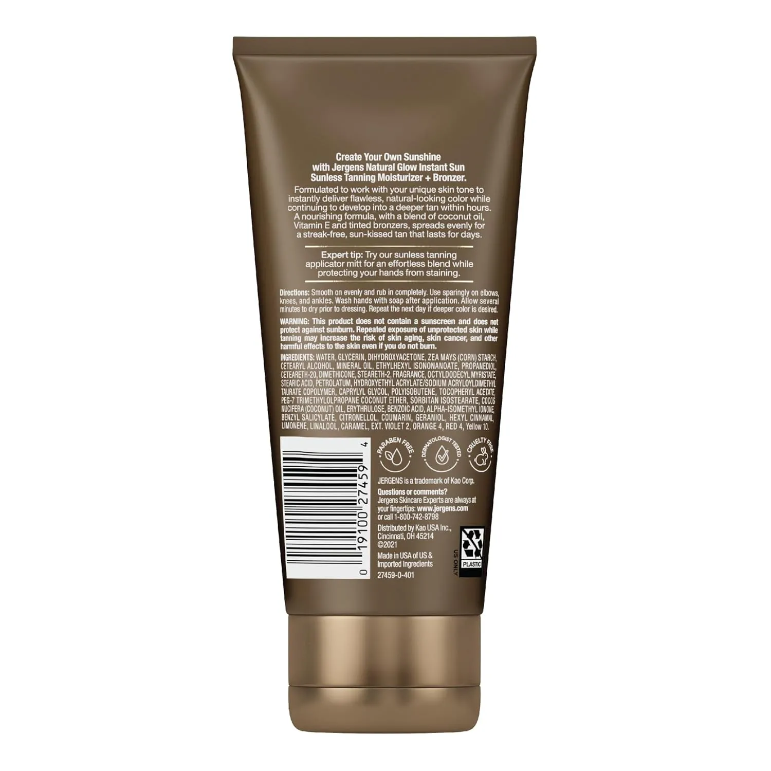 Jergens Natural Glow Instant Sun Tanning Moisturizer   Bronzer, Lightweight Sunless Tanning for Natural-Looking Color, Deep Bronze, 6 Oz
