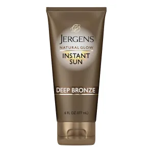 Jergens Natural Glow Instant Sun Tanning Moisturizer   Bronzer, Lightweight Sunless Tanning for Natural-Looking Color, Deep Bronze, 6 Oz