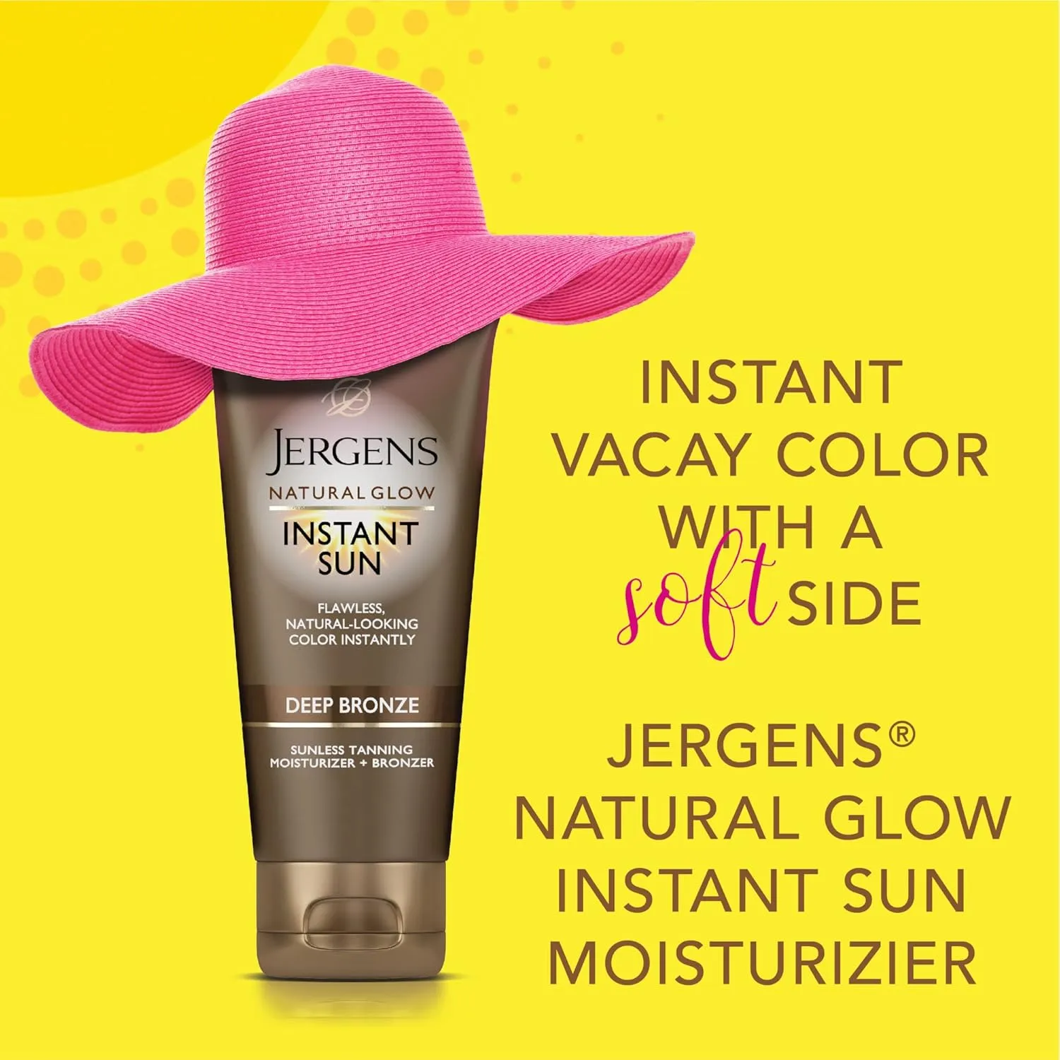 Jergens Natural Glow Instant Sun Tanning Moisturizer   Bronzer, Lightweight Sunless Tanning for Natural-Looking Color, Deep Bronze, 6 Oz