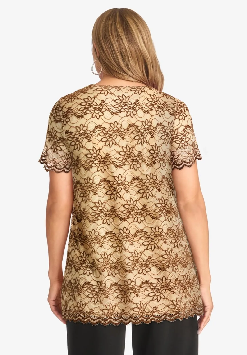 Jessica London Women's Plus Size Stretch Lace Tunic