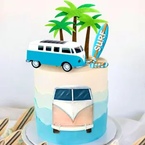 JeVenis Surf Birthday Cake Decoration Surfing Birthday Decoration Beach Surf Wave Cake Topper Surfboard Swimming Slippers Lifebuoy Cake Surf Birthday Party Supplies