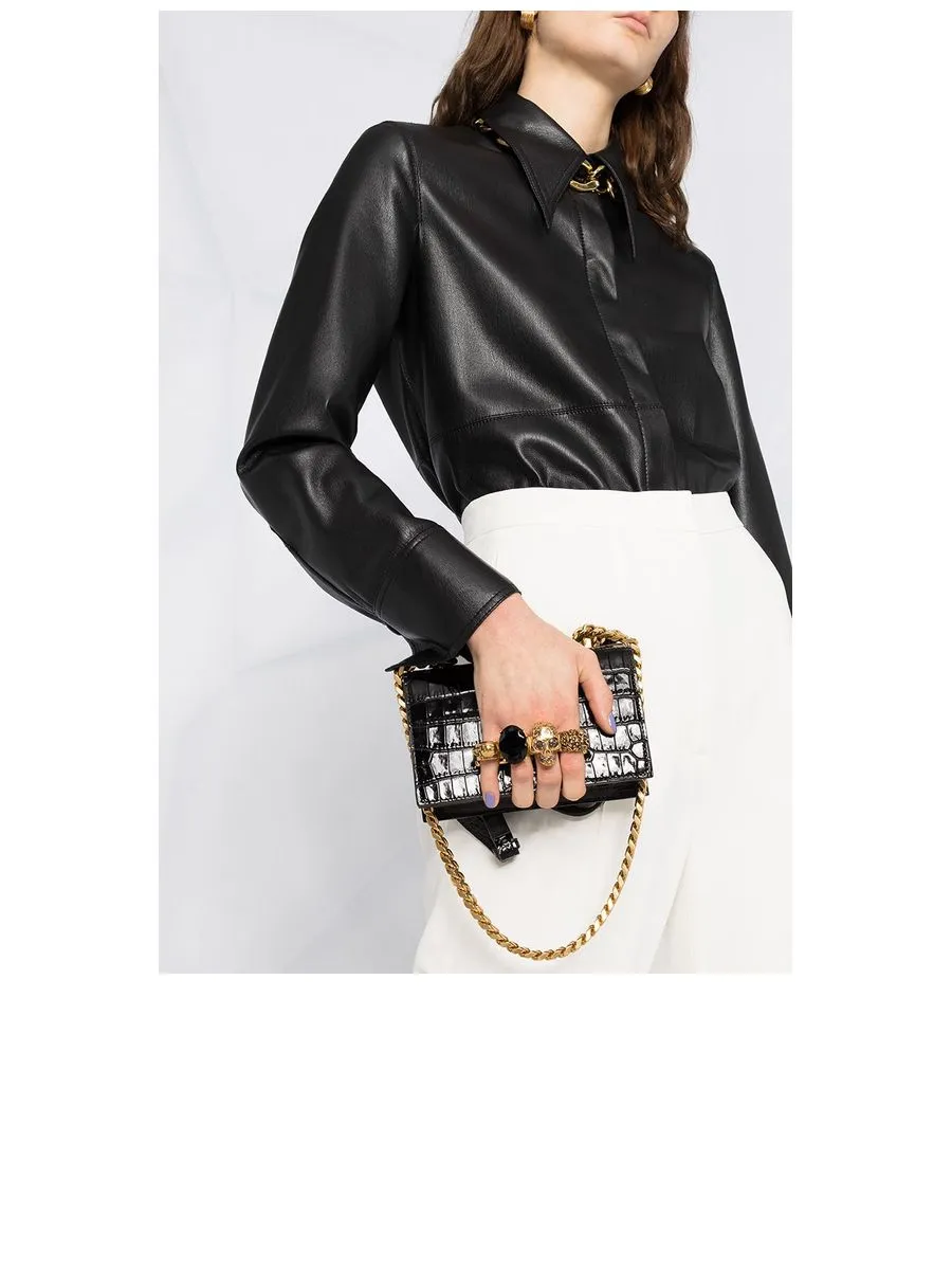 Jewelled Crocodileeffect Satchel