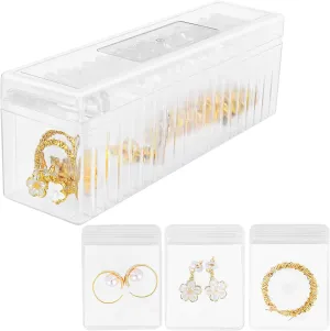 Jewelry Box Organizer Clear Acrylic With Lid Travel Jewelry Case With Jewelry bags, for Earrings Rings Necklaces Organizer Box (1 Piece Small Clear Jewelry Box, With 20pcs Jewelry Bags)