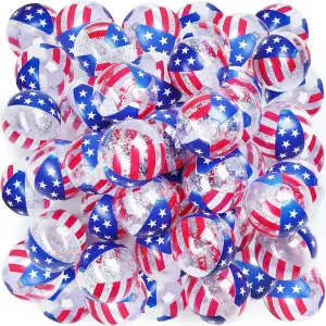 Jexine American Flag Inflatable Pool Beach Balls 4 to 5 Inch Usa Flag Patriotic Beach Balls Pool Float Filled with Sparkle Stars Confetti for Independence Day Swimming Pool Beach Party Toys (50 Pcs)