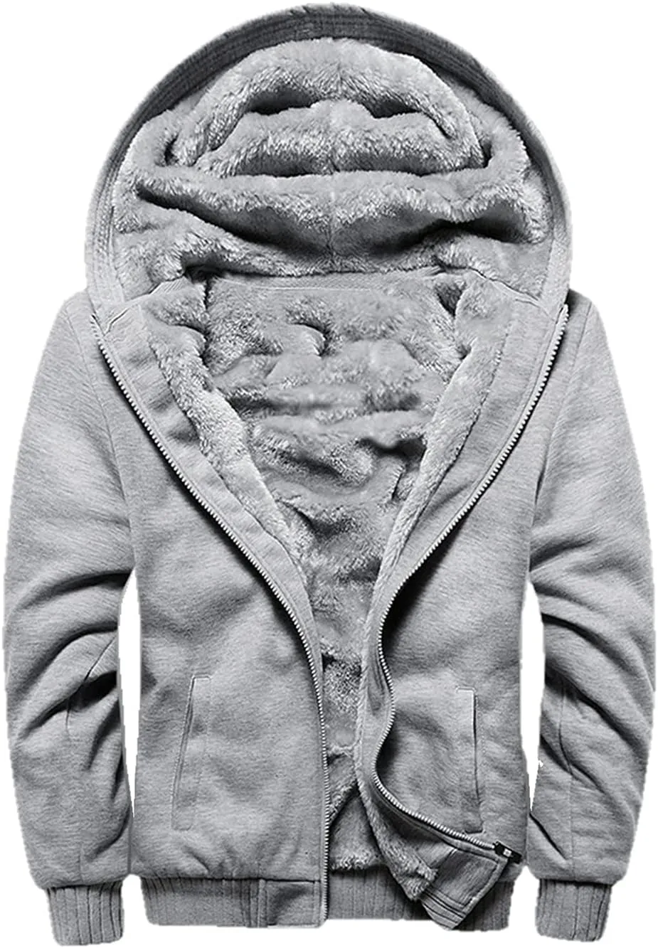 JiangWu Womens Fashion Fleece Sherpa Lined Hooded Coat Winter Thicken Warm Jacket