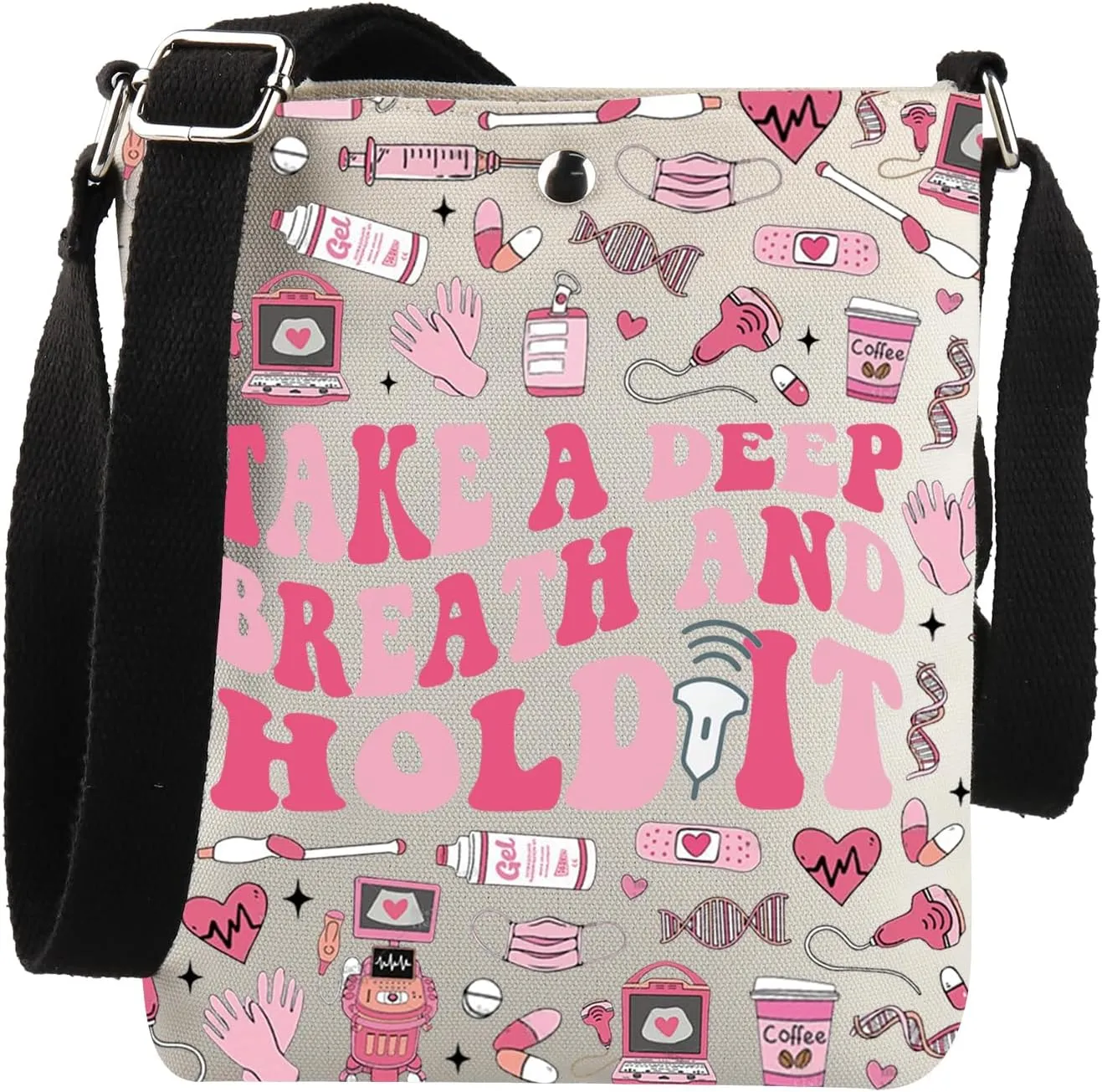 JNIAP Sonographer Gift Take a Deep Breath and Hold it Crossbody Bag Ultrasound Tech Gift