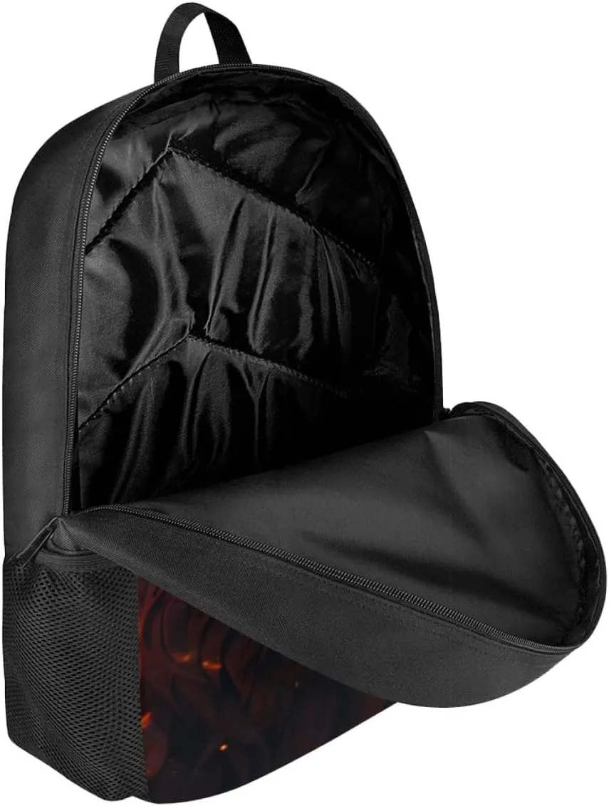 JooMeryer Boys Cool Backpack Wolf Skull Printed School Bags Bookbag Shoulder Bags Daypack for Elementary Middle School,Fire Wolf Head