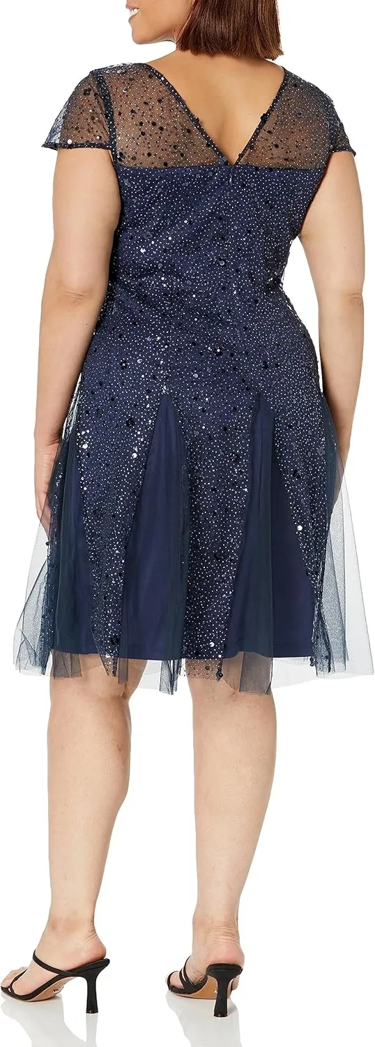 JS Collections Women's Alyssa Godet Cocktail Dress