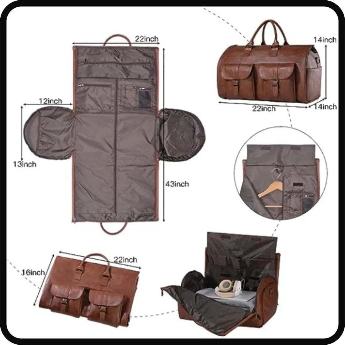 June Travel Bag, Convertible Duffle Garment Bag, 3 In 1 Garment Duffle Bags for Travel, Large Capacity Luggage Bag for Women (one size,Black-b)