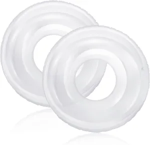 Junkin 2 Pcs Clear Pool Ring Float 43'' White Engagement Ring Pool Floats Bachelorette Aesthetic Inflatable Transparent Swimming Tube for Swimming Party Photo Shoot Beach
