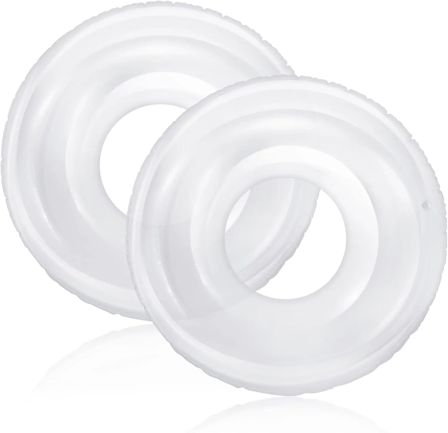 Junkin 2 Pcs Clear Pool Ring Float 43'' White Engagement Ring Pool Floats Bachelorette Aesthetic Inflatable Transparent Swimming Tube for Swimming Party Photo Shoot Beach