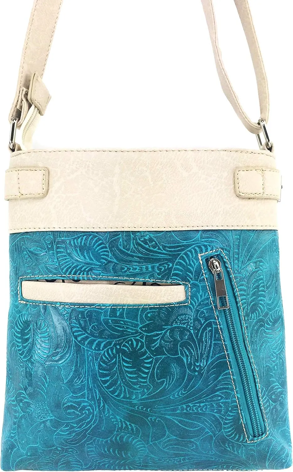 Justin West Winged Sugar Skull Roses Crossbody Messenger Purse Concealed Carry
