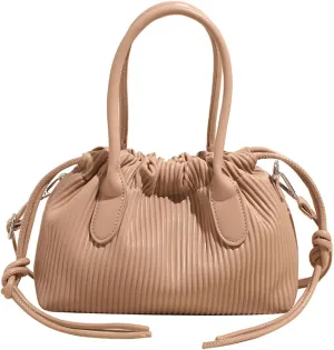 JYG Exquisite Handbag for Women Stripe Drawstring Satchel Bag Lightweight Shoulder Bag with Removable Strap