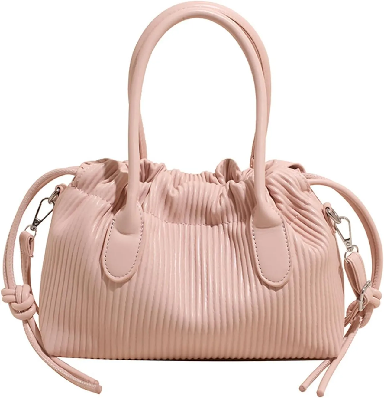 JYG Exquisite Handbag for Women Stripe Drawstring Satchel Bag Lightweight Shoulder Bag with Removable Strap