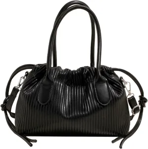 JYG Exquisite Handbag for Women Stripe Drawstring Satchel Bag Lightweight Shoulder Bag with Removable Strap