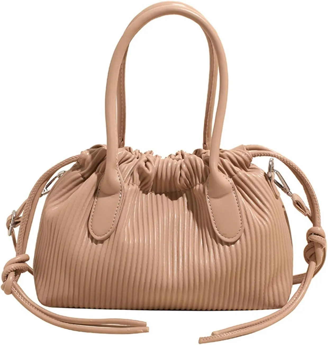 JYG Exquisite Handbag for Women Stripe Drawstring Satchel Bag Lightweight Shoulder Bag with Removable Strap