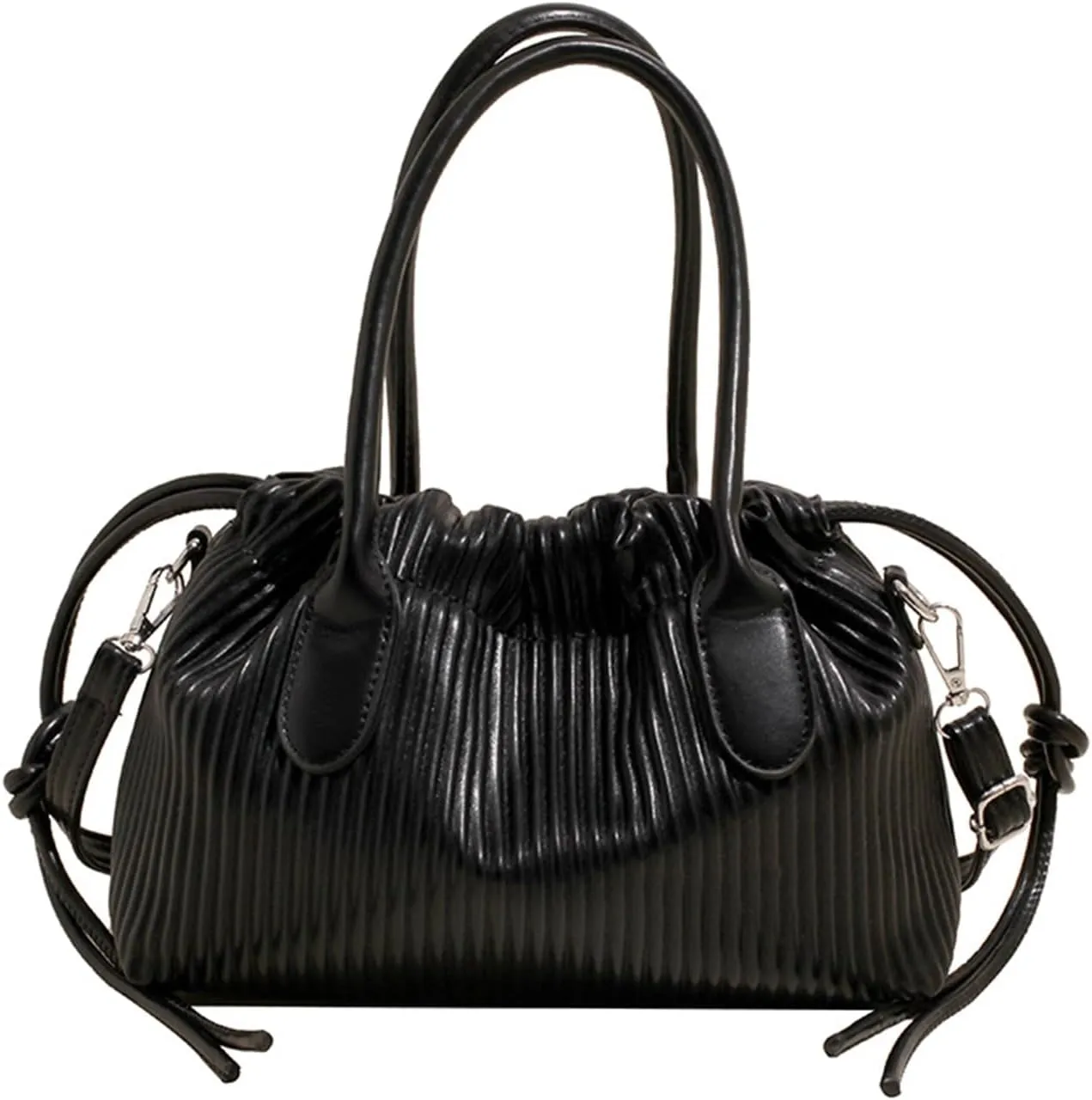 JYG Exquisite Handbag for Women Stripe Drawstring Satchel Bag Lightweight Shoulder Bag with Removable Strap