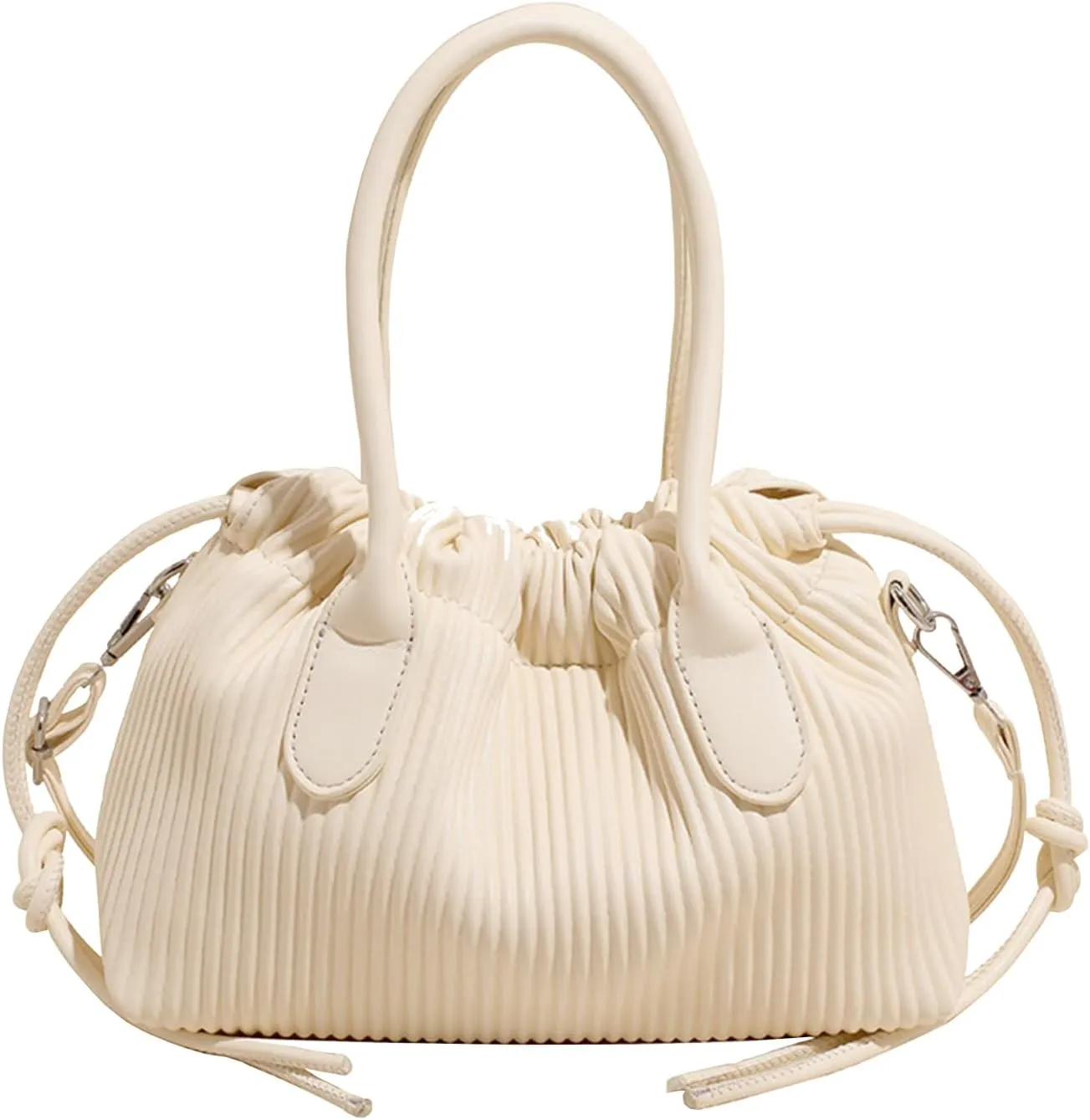 JYG Exquisite Handbag for Women Stripe Drawstring Satchel Bag Lightweight Shoulder Bag with Removable Strap