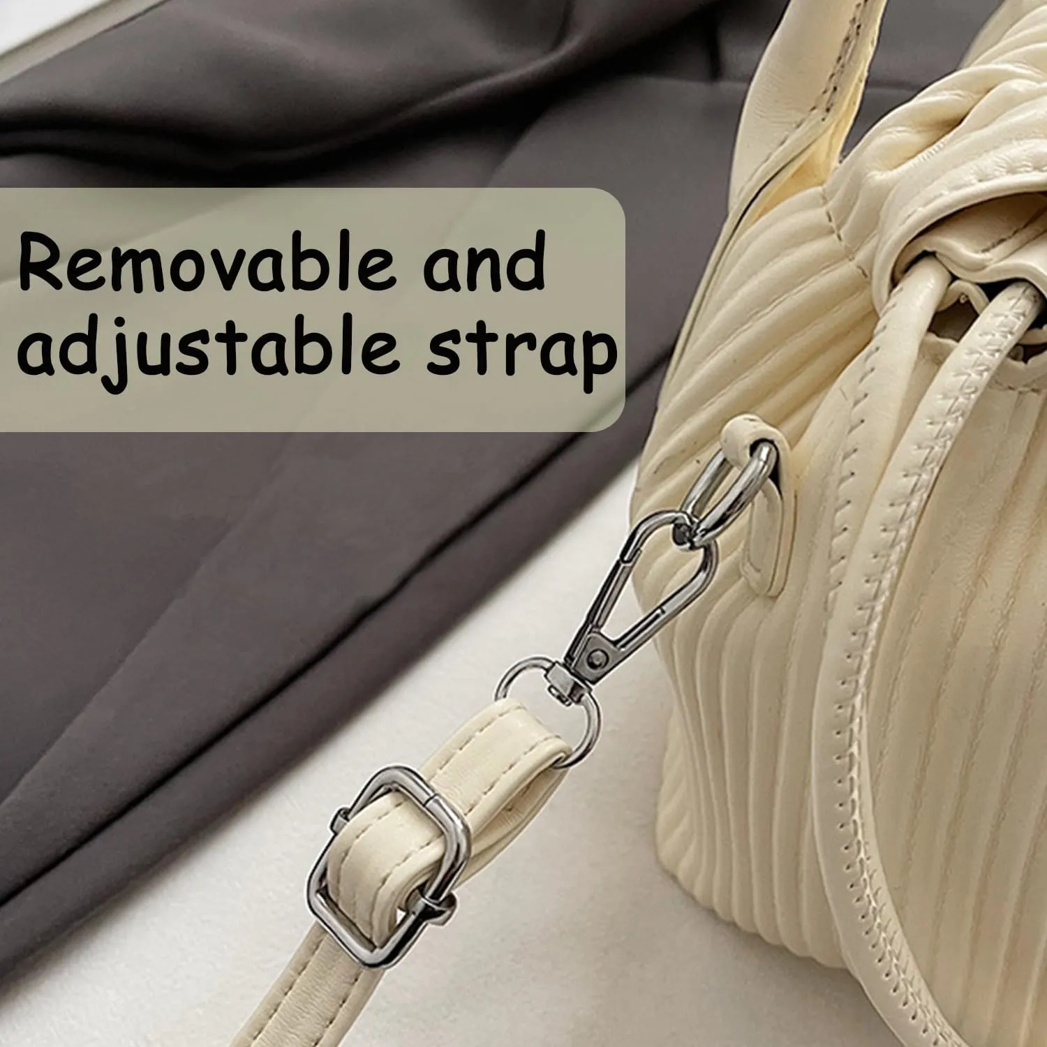 JYG Exquisite Handbag for Women Stripe Drawstring Satchel Bag Lightweight Shoulder Bag with Removable Strap