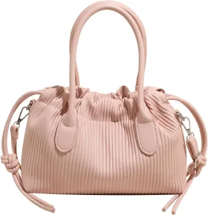 JYG Exquisite Handbag for Women Stripe Drawstring Satchel Bag Lightweight Shoulder Bag with Removable Strap