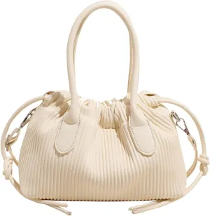 JYG Exquisite Handbag for Women Stripe Drawstring Satchel Bag Lightweight Shoulder Bag with Removable Strap