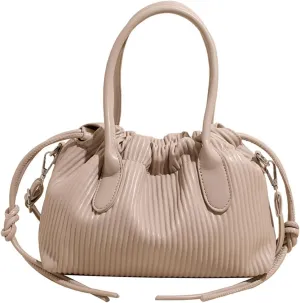 JYG Exquisite Handbag for Women Stripe Drawstring Satchel Bag Lightweight Shoulder Bag with Removable Strap